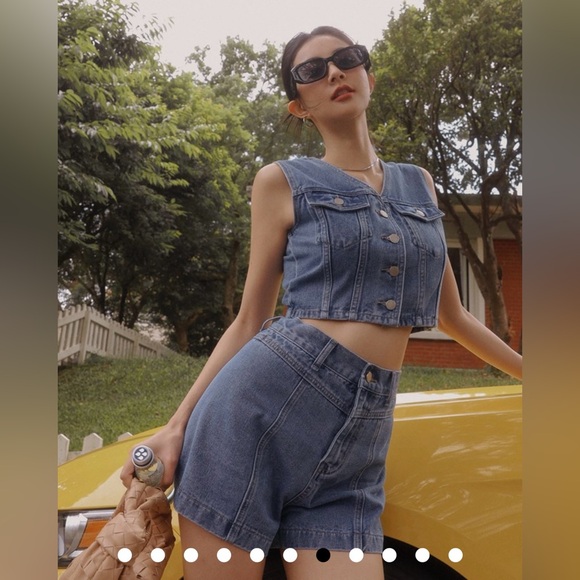 NEW! AIR SPACE Vintage Jeans Denim Wide Leg Shorts - Picture 2 of 5